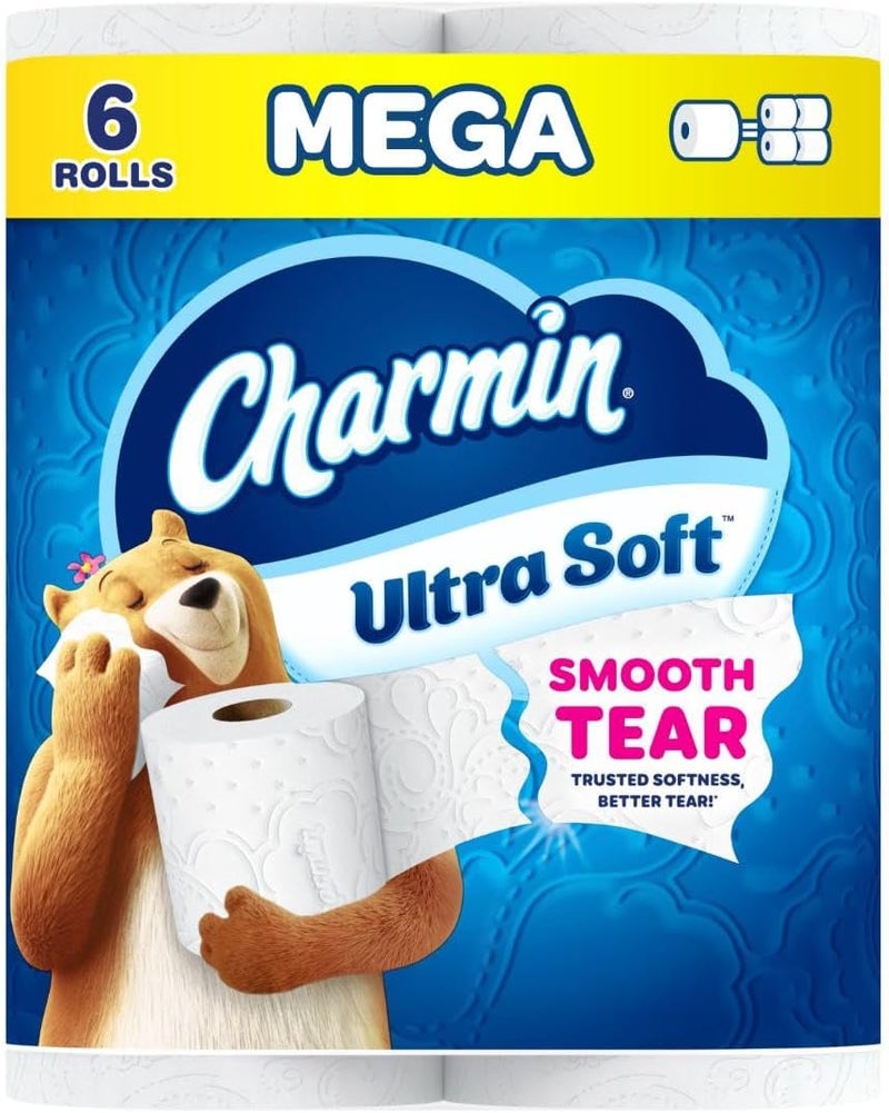 Charmin Ultra Soft Toilet Paper, 6 Mega Rolls = 24 Regular Rolls - Image 1